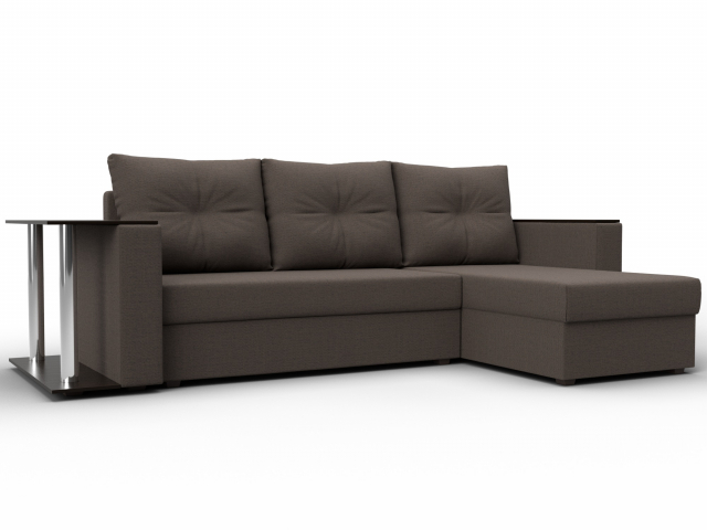 Угловой диван-кровать "Атланта со столом" правый угол, рогожка Амур 05 коричневый, 121163