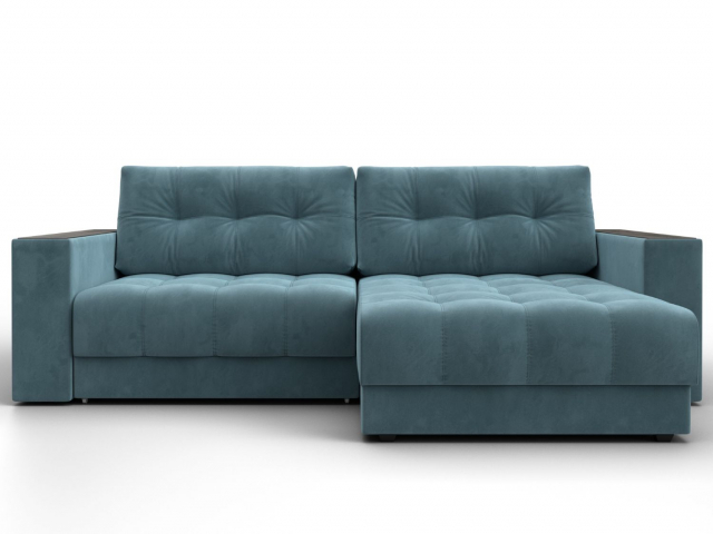 Угловой диван-кровать "Лига-049" НПБ, SEVEN (СЕВЕН) 113 бирюзовый, велюр, 128456
