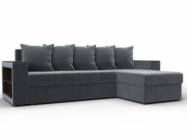 Угловой диван-кровать "Дубай лайт" велюр серый, 114152