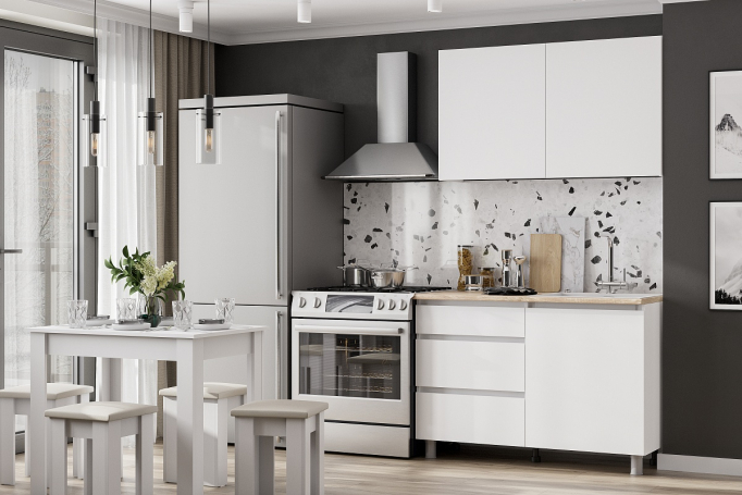 Кухня "Денвер" 1,2м, белый/дуб сонома