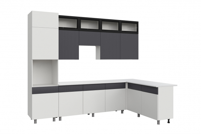 Кухонный гарнитур  "София" 3х1,8м белый/бланж/графит матовый/черный/антарес