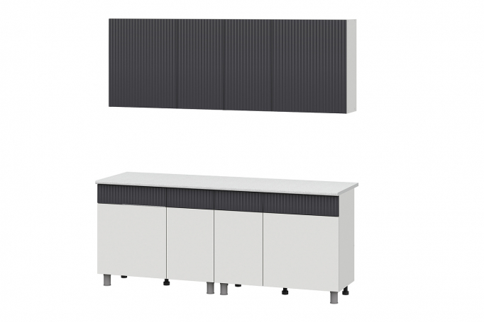 Кухонный гарнитур  "София" 2,0м белый/бланж/графит матовый/гранит белый