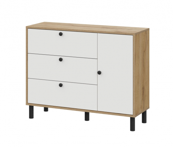 Комод КМ 25, дуб золотой/белый