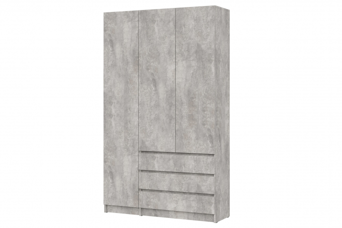 Шкаф 3-х створчатый "Бали" 3 ящика, цемент светлый