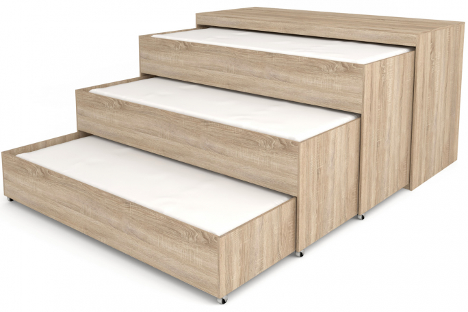 Кровать трехъярусная "Саша" 70х200, дуб сонома