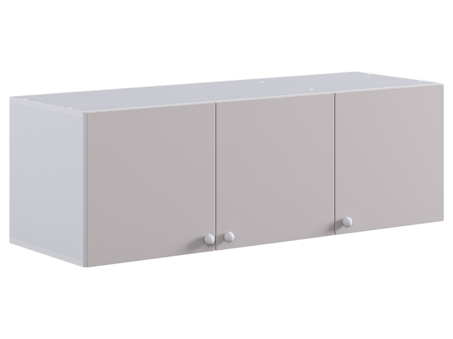 Антресоль трехдверная "Милана", белое дерево/сакура