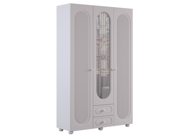 Шкаф трехдверный "Милана", белое дерево/сакура