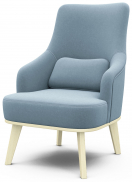 Деревянное кресло для отдыха "комфорт-5" с высокой спинкой, микровелюр catania dusty blue (катаниа дасти блю)/бесцветный лак