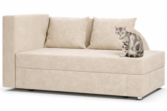 Софа "Малютка" велюр Кабрио бежевый, левый угол