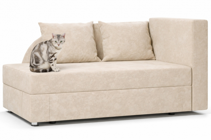 Софа "Малютка" велюр Кабрио бежевый, правый угол