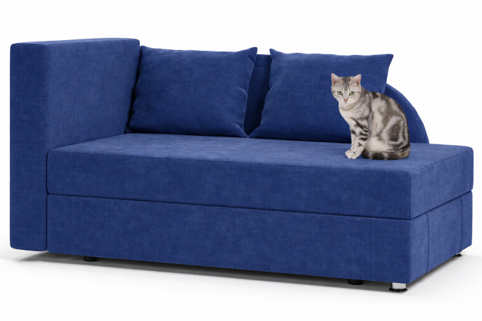 Софа "Малютка" велюр Кабрио синий, левый угол