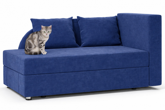 Софа "Малютка" велюр Кабрио синий, правый угол