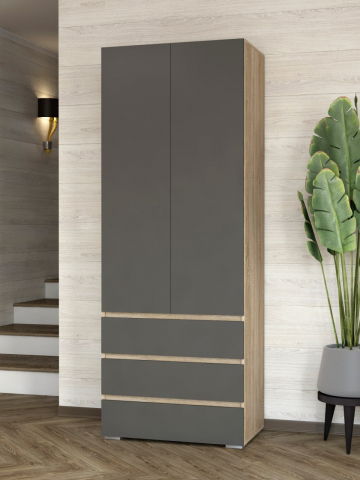 Шкаф двухстворчатый "Дорт-2.3", дуб сонома/графит