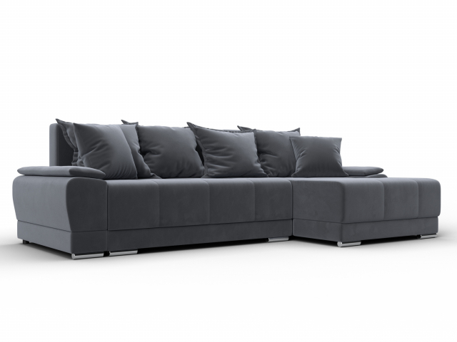 Угловой диван-кровать "Лига-119" угол правый, велюр SEVEN (СЕВЕН) 17 серый, 137092