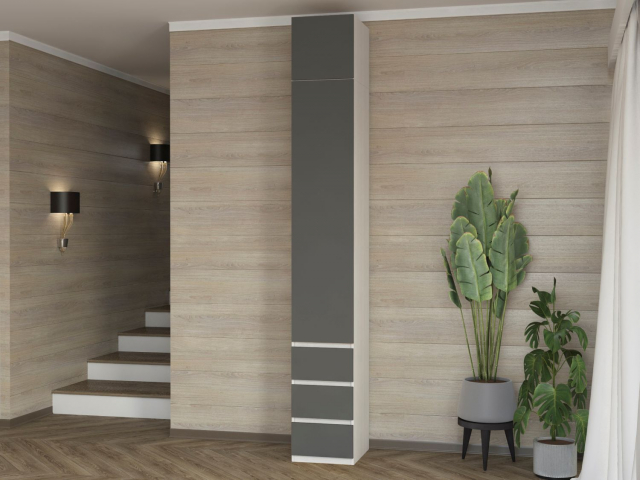 Шкаф-пенал "Дорт-1.1А" бодега светлая/темно-серый