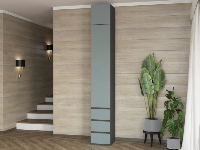 Шкаф-пенал "Дорт-1.1А", темно-серый/ МДФ SF (СФ)-015 Ниагара