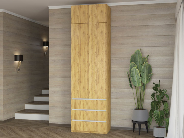 Шкаф двухстворчатый "Дорт-2.1А" дуб вотан/белый