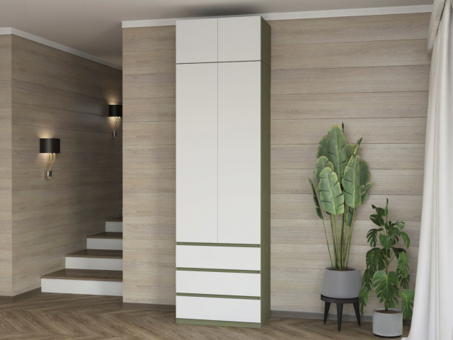 Шкаф двухстворчатый "Дорт-2.3А" оливия/белый