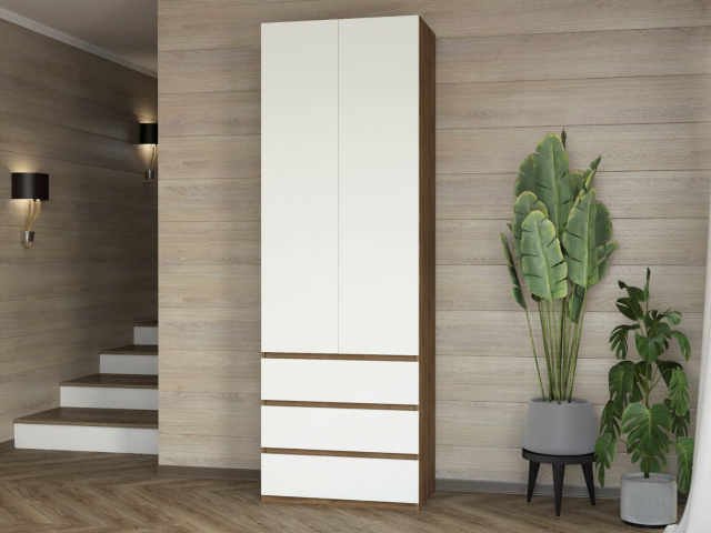 Шкаф двухстворчатый "Дорт-2.3", дуб табачный/МДФ милк