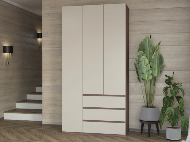 Шкаф трехстворчатый "Дорт-3.2" шимо темный/кашемир