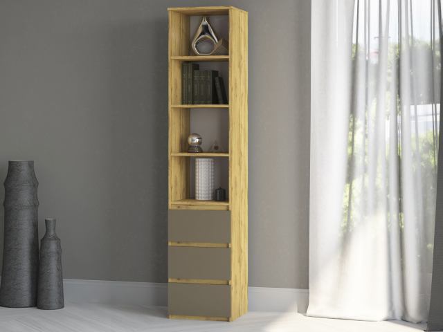 Стеллаж "Дорт-1" дуб вотан/МДФ мокко